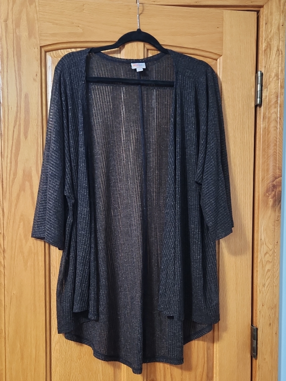 LuLaRoe See Through Black Ribbed Open Cardigan